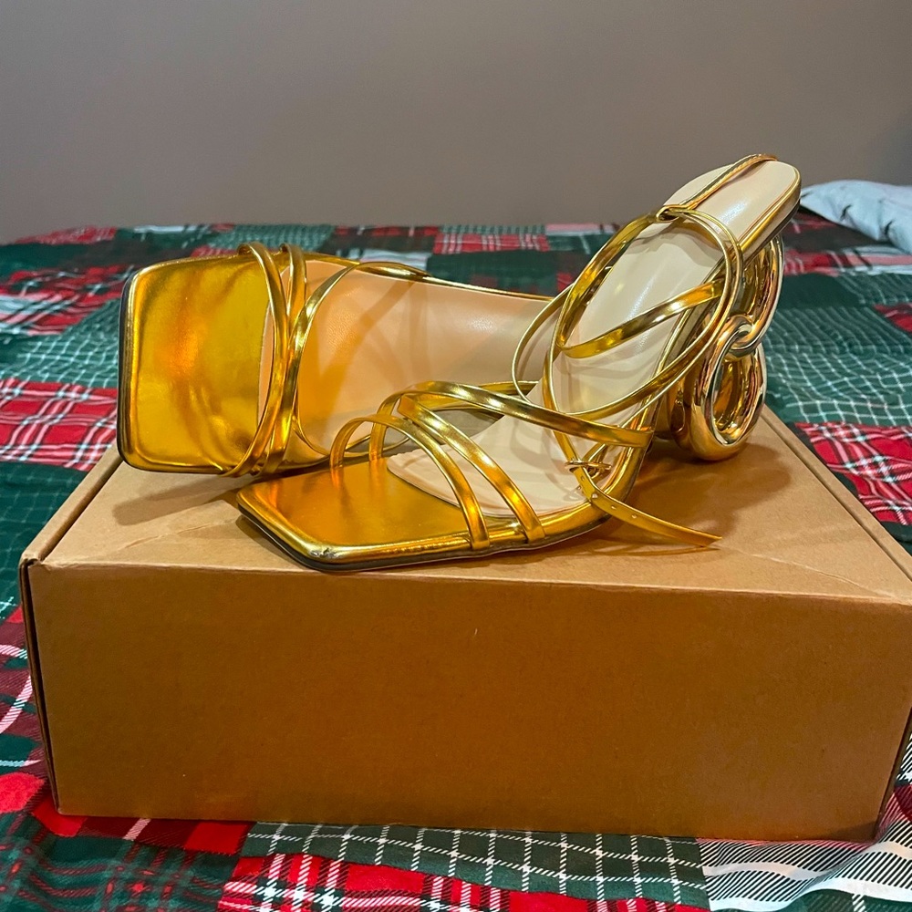 Gold heel sandals size 10